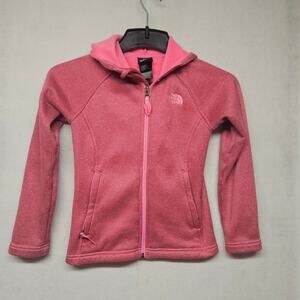 NorthFace Girls Full Zip Pink fleece-lined Hooded Jacket